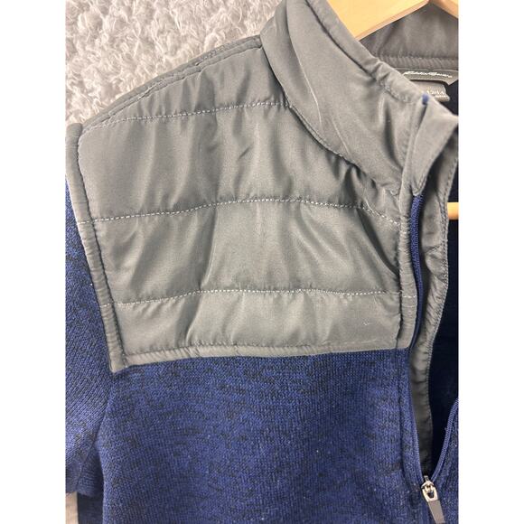 Eddie Bauer Kids Fleece Jacket 12/14 Blue Full Zip with Quilted Shoulders - Picture 8 of 11